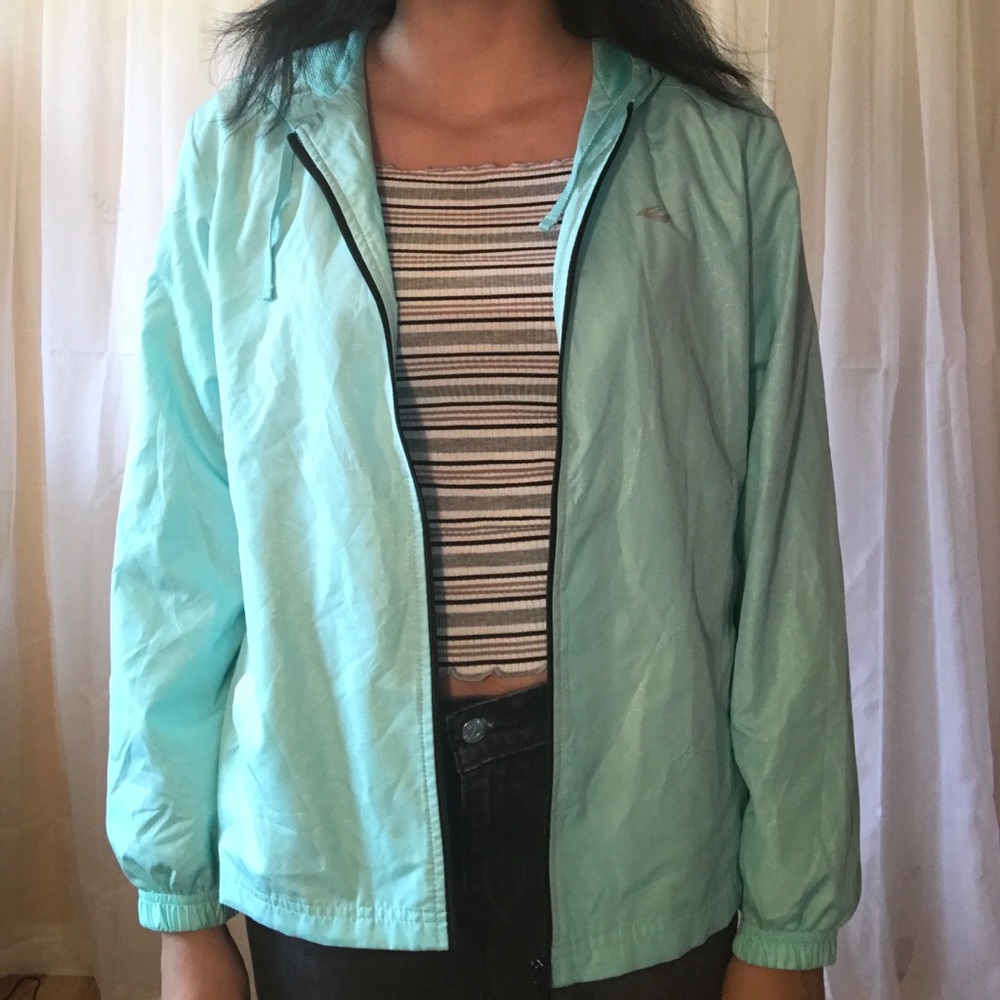 Light weight blue rain jacket